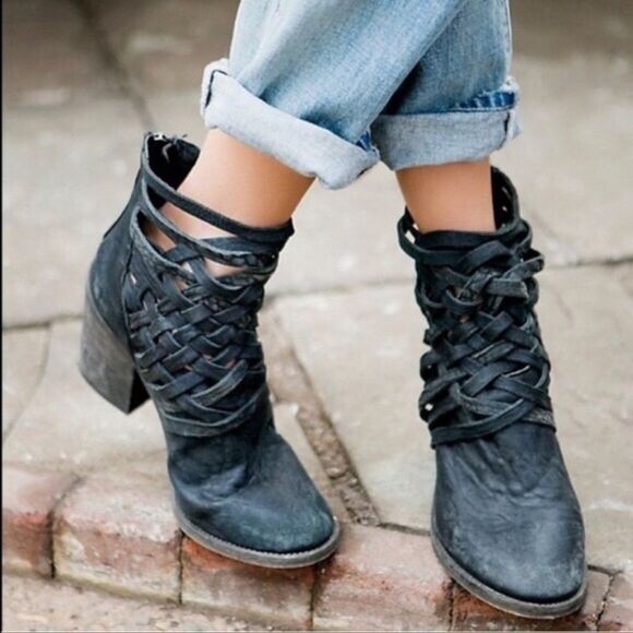 Free People Distressed Leather Carrera Boots - Picture 1 of 10